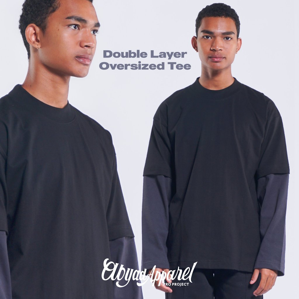 Kaos Oversize Bold Neck Long Sleeve Double Layer