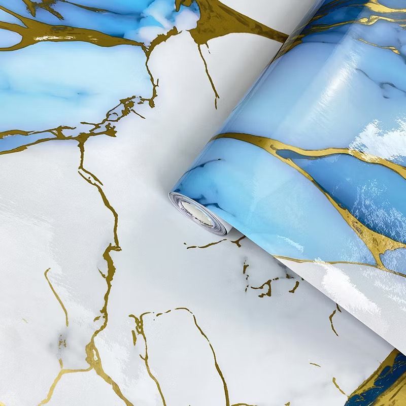Wallpaper Dinding Bahan PVC Anti Air Wallpaper Marmer Biru 7m,s/d 8m 45cm