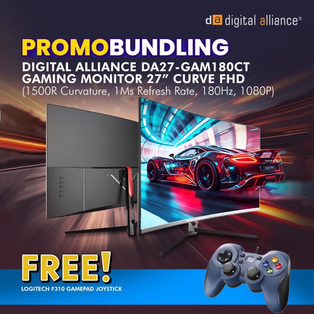 [PROMO BUNDLE LOGITECH F310 GAMEPAD JOYSTICK WIRED] DIGITAL ALLIANCE GAMING MONITOR 27 INCH CURVE FH