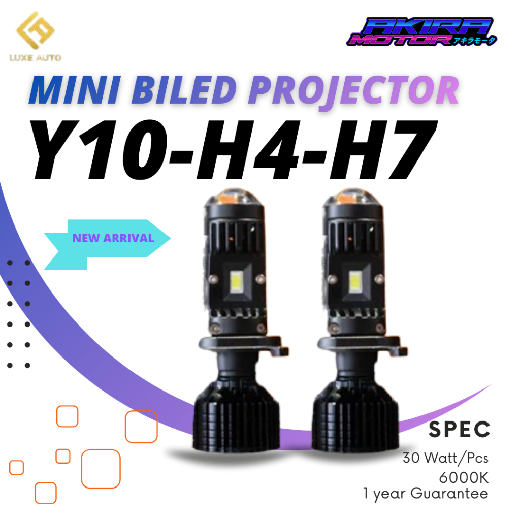 Mini Biled Y10 - H4 H7 Double Beam Projector Lampu Utama Lampu Jauh
