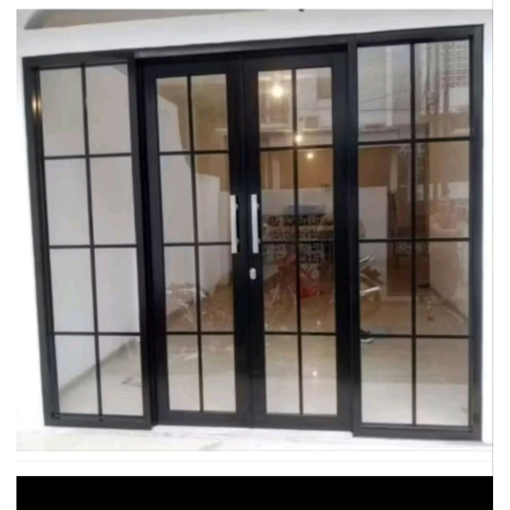pintu+ kusen alumunium sleding jendela kanan kiri mati ukuran t 210 L 220 bisa costum ukuran free pa