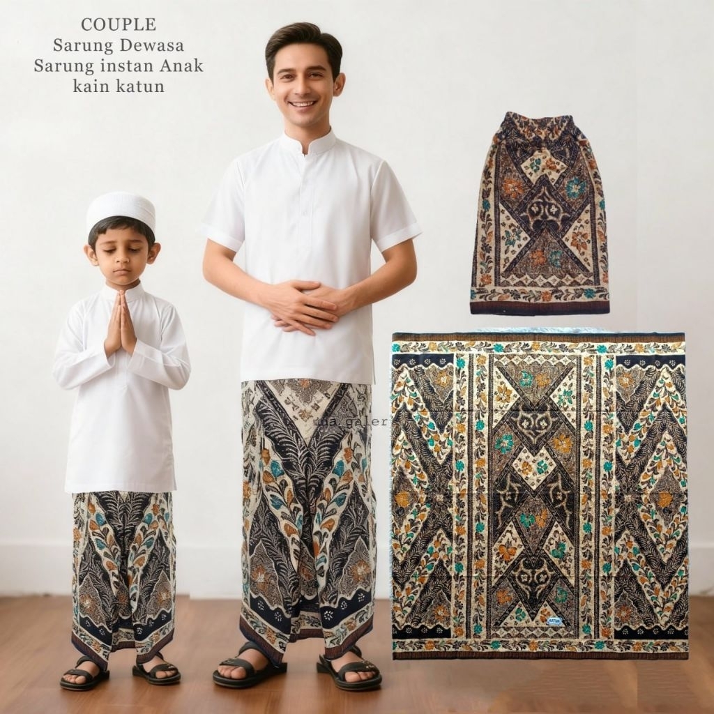 Sarung Batik Couple Ayah dan Sarung Instan Anak - Sarung Batik Couple Ayah dan Anak - Sarung Instan 