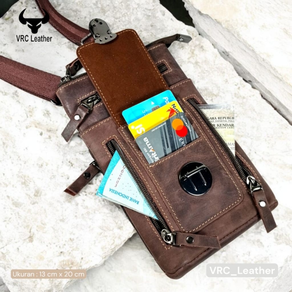 Tas Pinggang Selempang Tas Kecil Pria Kulit Sapi Asli
