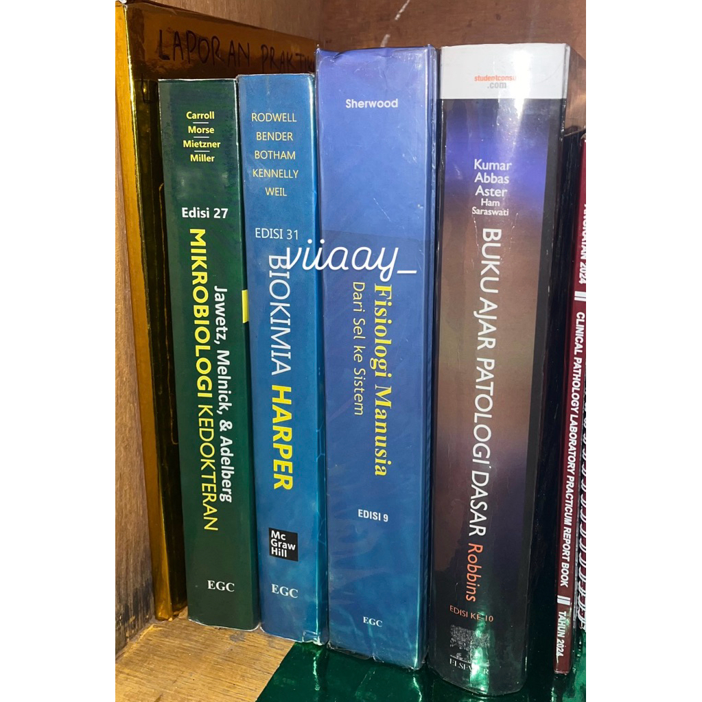 preloved buku kedokteran, patologi robbins, fisiologi sherwood, biokim harper, mukrobiologi jawetz