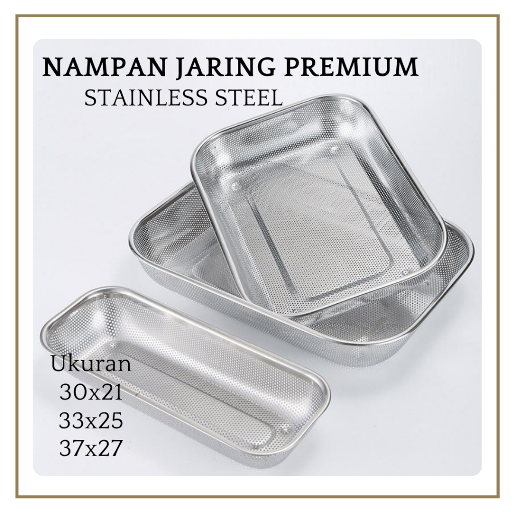 Nampan Stainless Tirisan Segi Lubang Tray Stainless Tebal Kuat