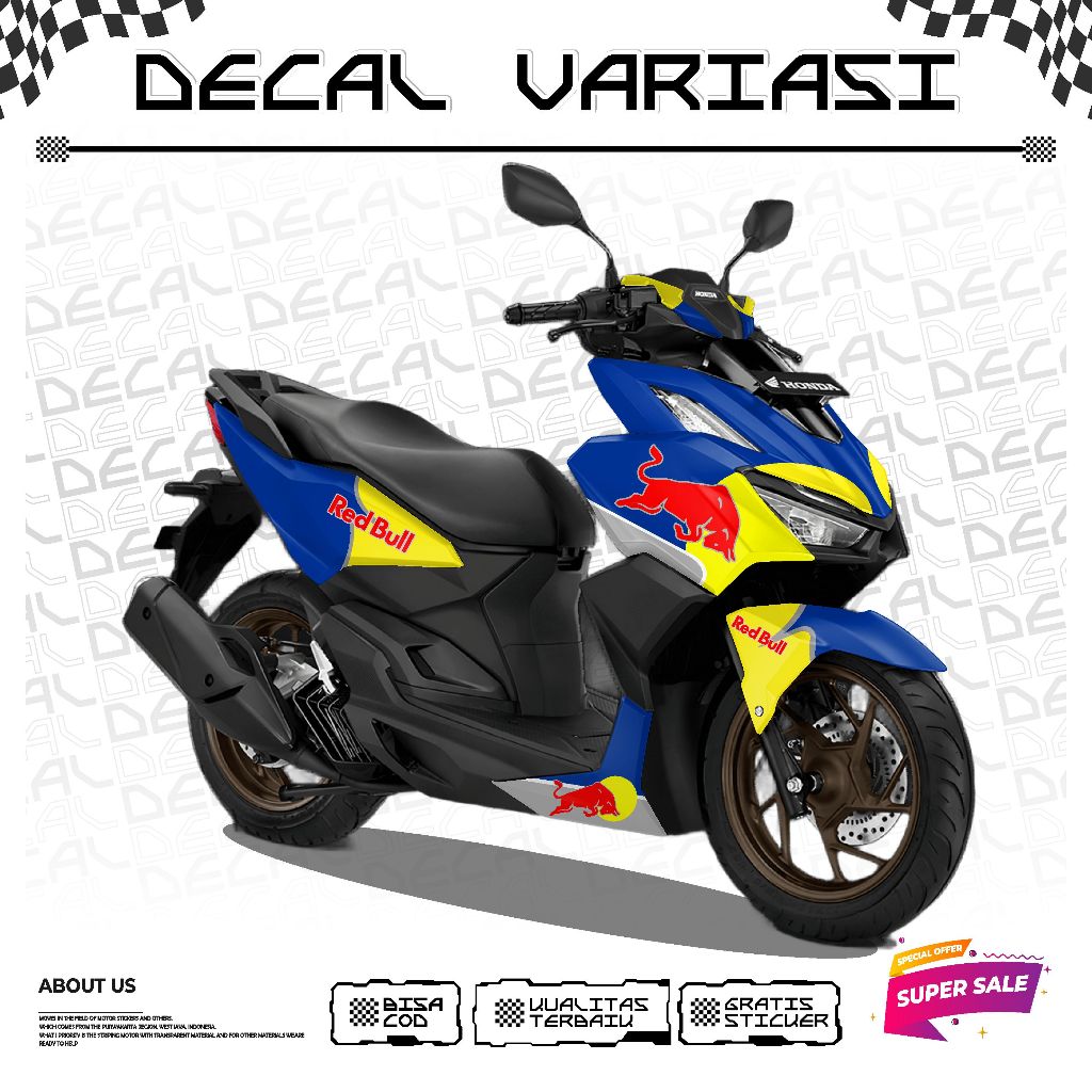 STICKER MOTIF REDBULL STICKER BODY FULL BODY KEREN LAMINASY VARIO 160