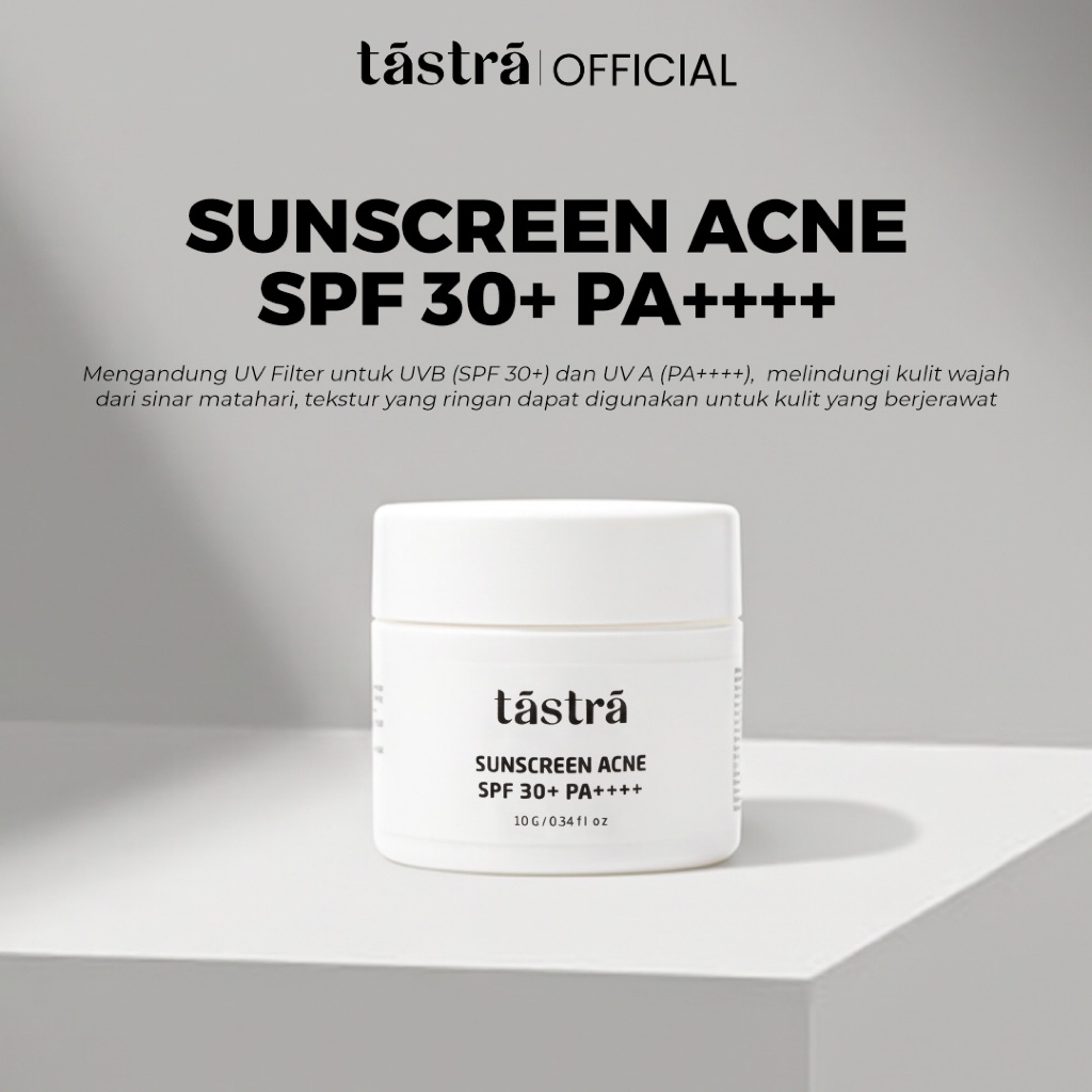 Tastra Sunscreen Acne SPF 30+ PA++++ Sunblock Wajah Ringan untuk Kulit Berjerawat