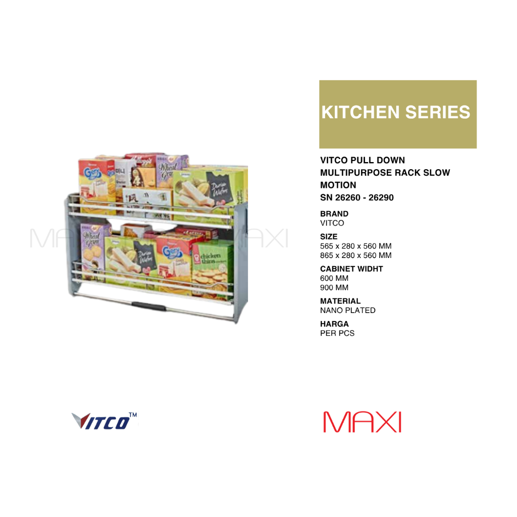 VITCO - SN I XC -26260 I 26290 - Multi Purpose I Plate & Glass - Pull Down - 600 mm I 900 mm - Chrom
