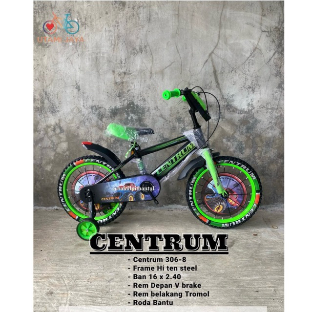 Sepeda Anak cowok bmx ring 16 Centrum 306-8 | Sepeda anak Roda 4 bmx ring 16 centrum 306-8