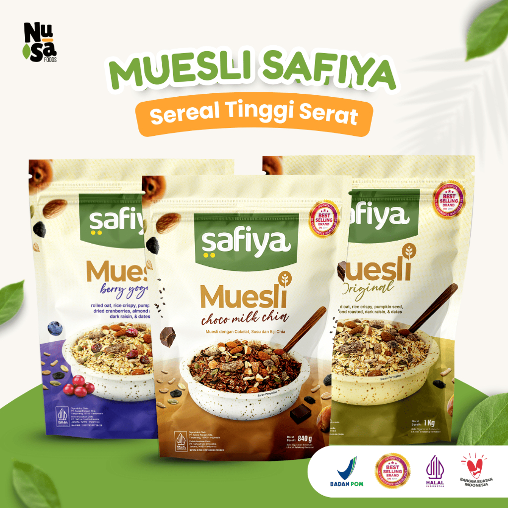 Safiya Muesli 1 Kg Dried Fruit Sereal Oatmeal Sehat Makanan Diet