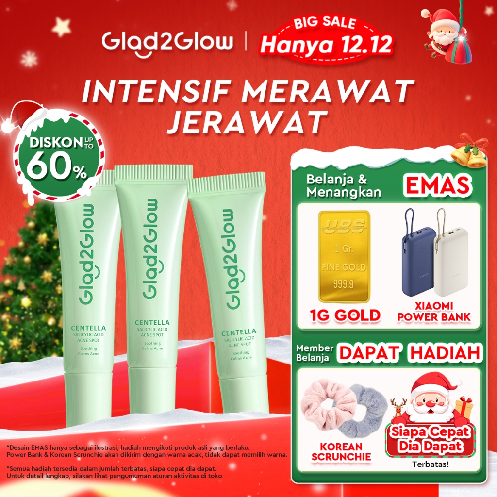 Glad2Glow Salicylic Acid Overnight Acne Spot Cream Treatment with Centella | Obat Jerawat Salep Jera