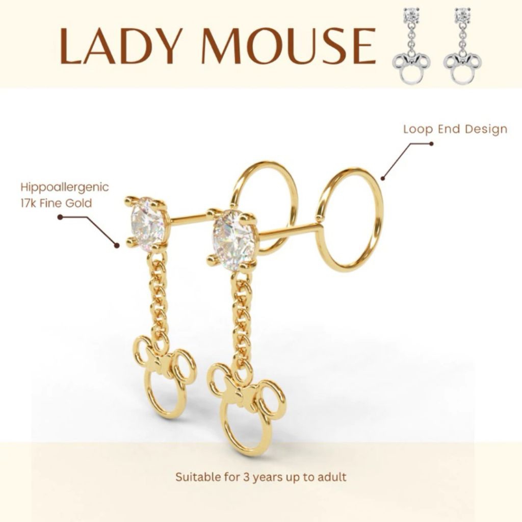 Preloved Anting Emas Lady Mouse "GOLD" by Little Thing She Wear