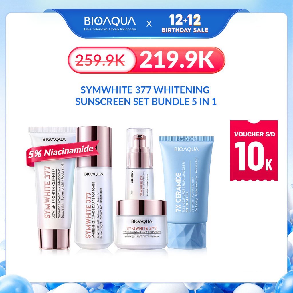 BIOAQUA Symwhite 377 Whitening With Sunscreen Sunblock Wajah Moisturizer Cream / Toner Wajah Glowing