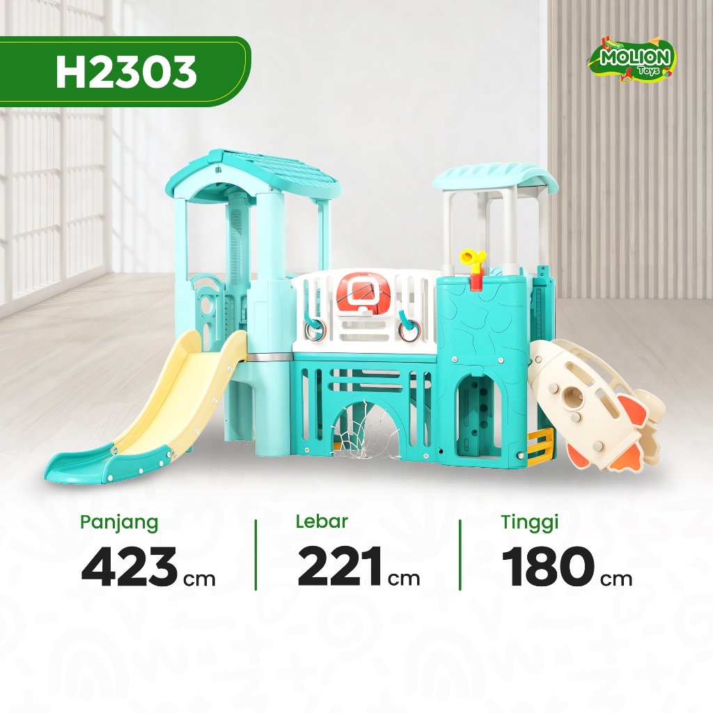 Playground Anak MOLION TOYS H2303 – Perosotan & Terowongan Roket Mainan Rumah-Rumahan Indoor Outdoor