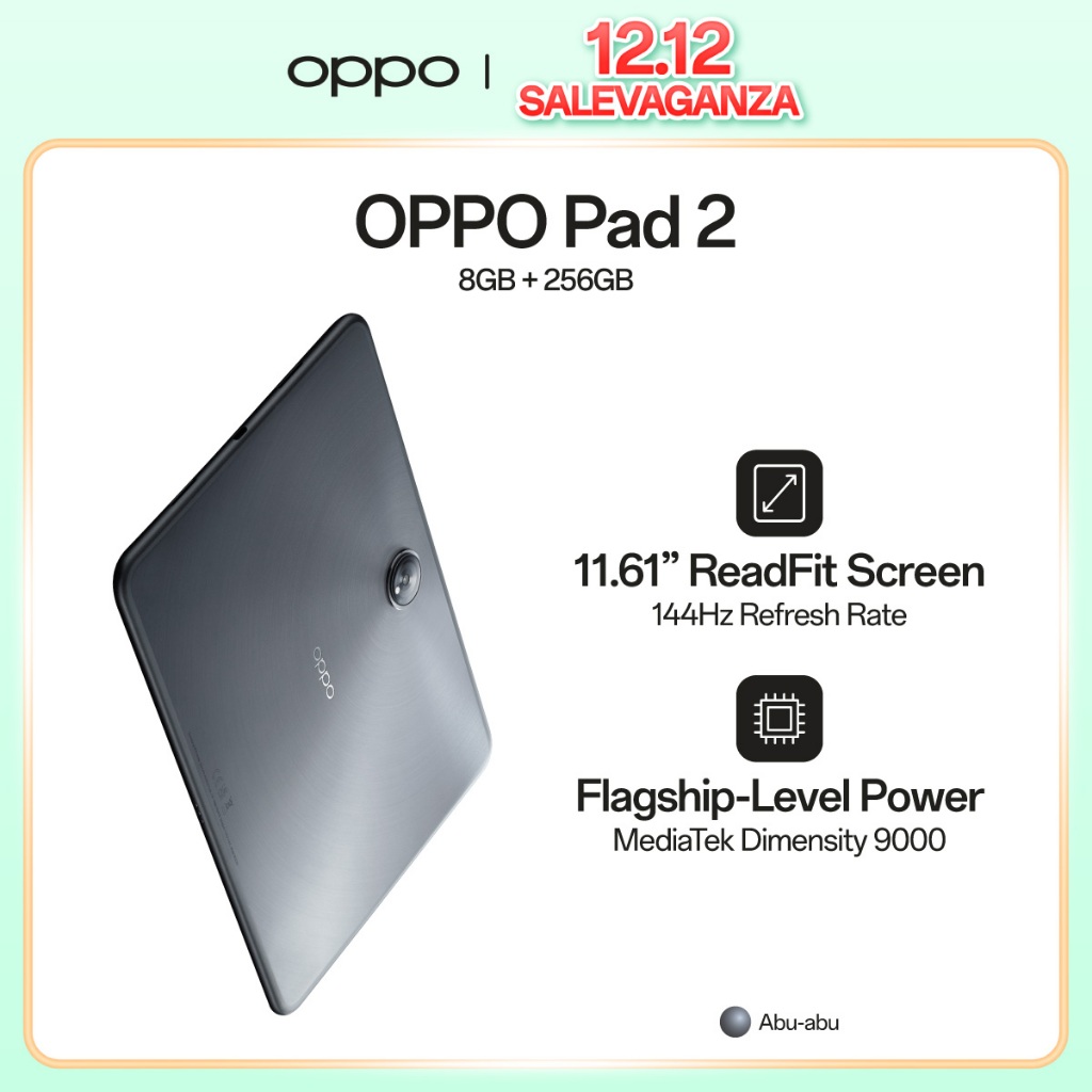 OPPO Pad 2 8GB/256GB [67W SUPERVOOC 9510mAh, 11.61 inch ReadFit Screem, 144Hz Refresh Rate, Dolby At