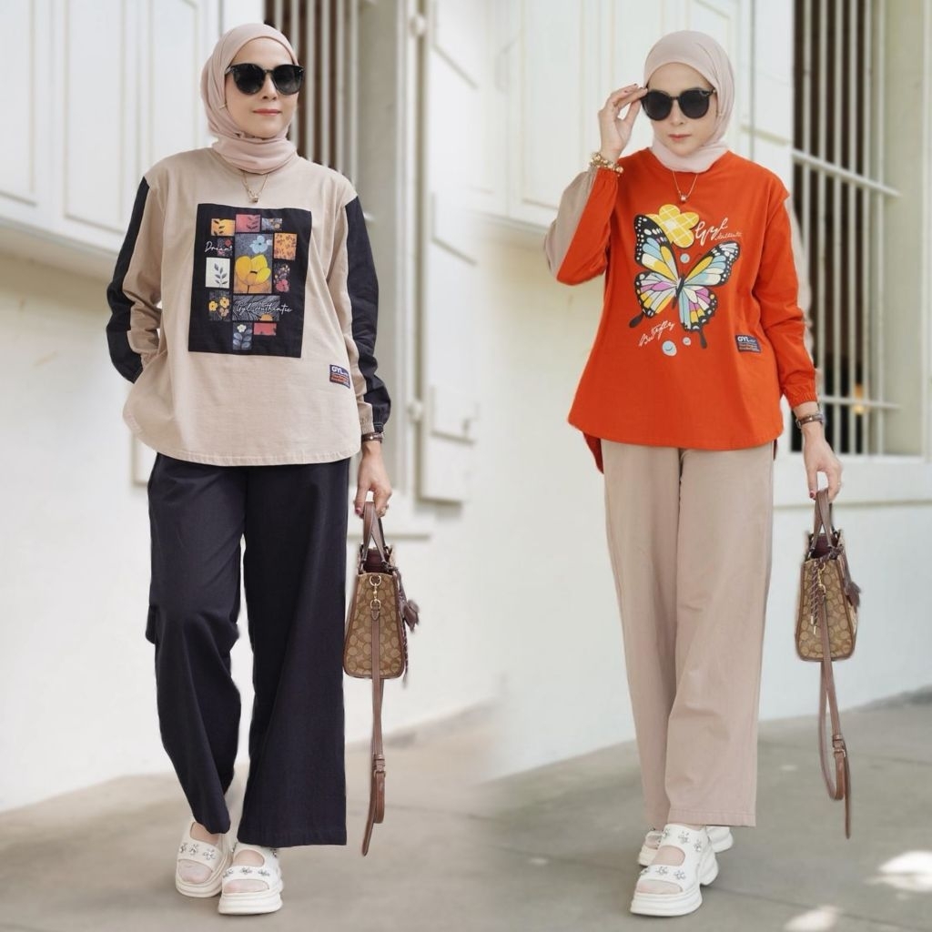 One Set Celana Kaos Oval Gyl Authentic Original Kombinasi Kartun Terbaru