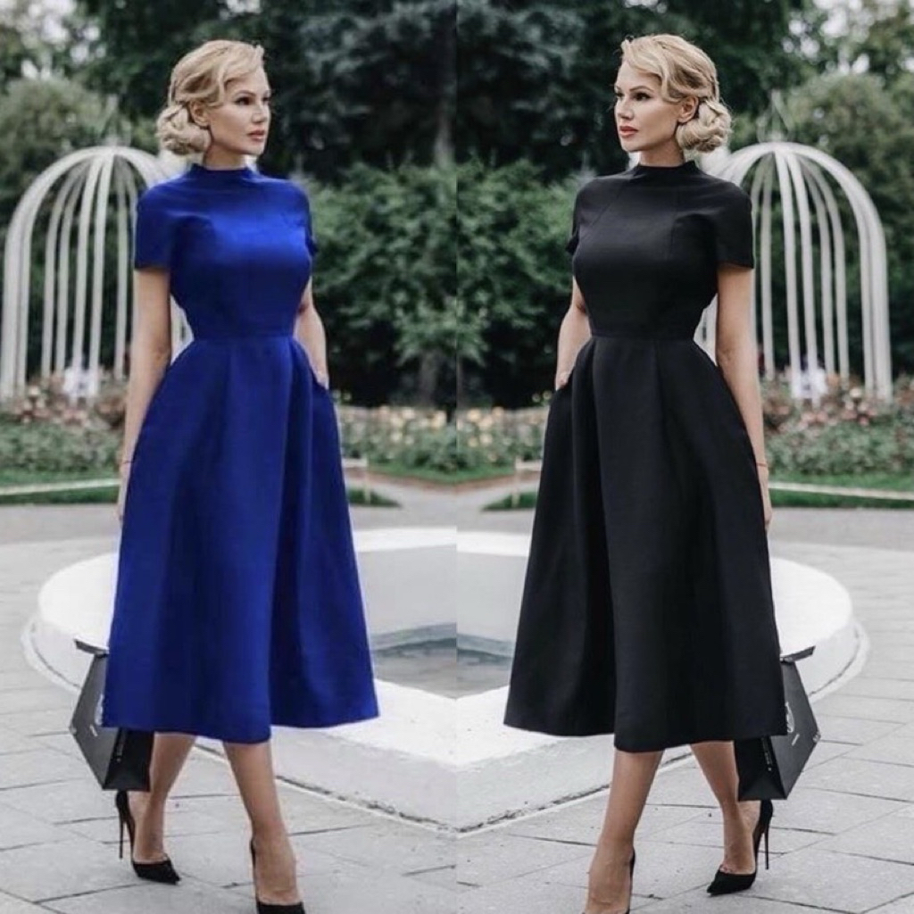 LANEY DRESS - Dress pesta wanita A line midi dress baju party big size jumbo ukuran besar casual for