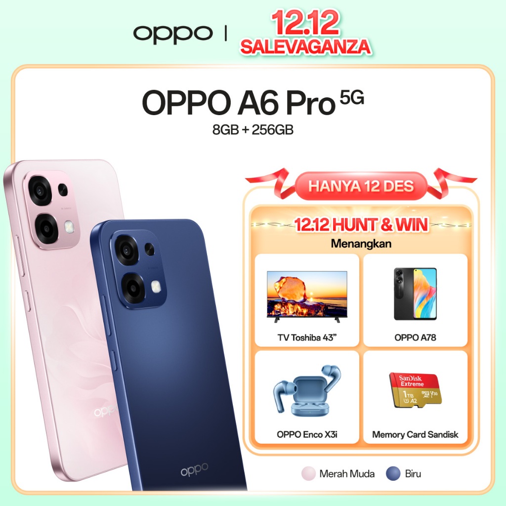 [NEW] OPPO A6 Pro 5G 8GB+256GB [AMOLED Ultra Cerah 120Hz, 7000mAh 80W SUPERVOOC, Sistem VC SuperCool
