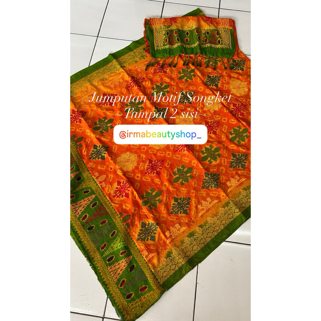 Ready Sutra Jumputan Motif Songket Tumpal Songket Dan Bordir