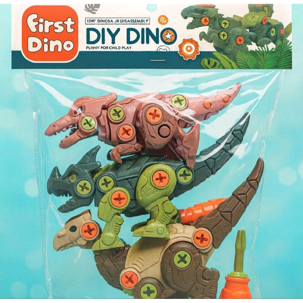 MAINAN BONGKAR PASANG DINOSAURUS//Mainan Dinosaurus Bongkar Pasang 3pcs//Dino Premium