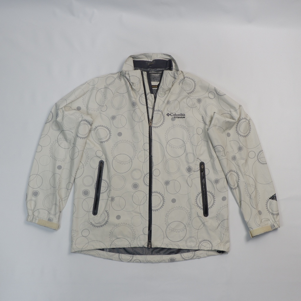 COLUMBIA TITANIUM OMNI-TECH Patterned Shell Jacket - White/Grey - Preloved