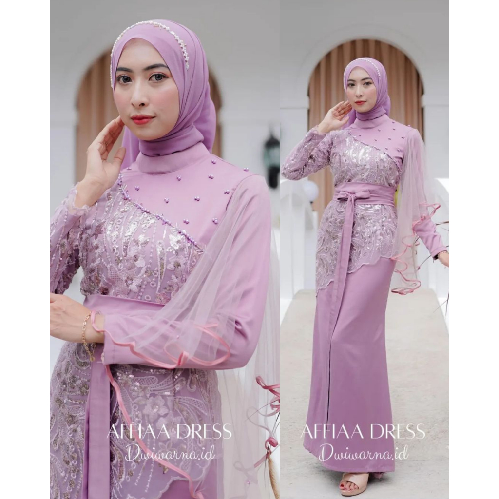 BAYAR DITEMPAT Affia Maxy Satin Velvet Dress Payet Mutiara Kondangan Wisuda