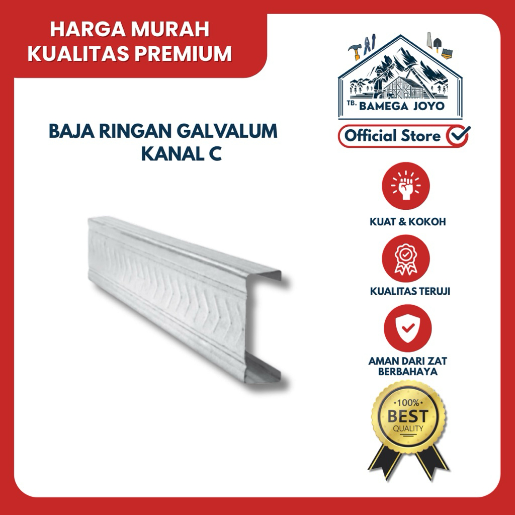 Kanal C Baja Ringan Galvalum C75 Proyek Kencana dan Non Kencana [ Harga Per Batang ]