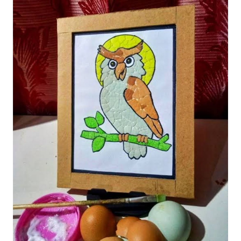 Kolase Cangkang telur Burung Owl