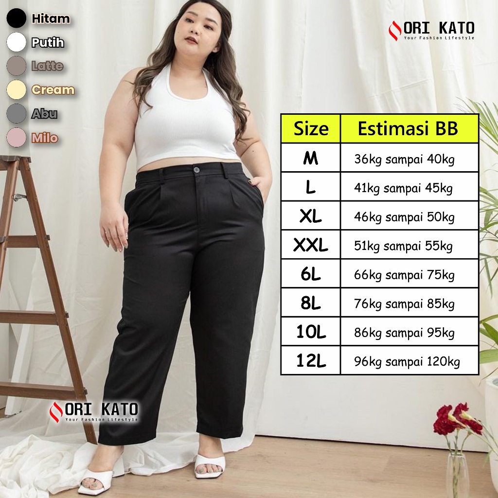 Celana Wanita Jumbo Pinggang Karet BB Sampai 120kg baggy pants big size