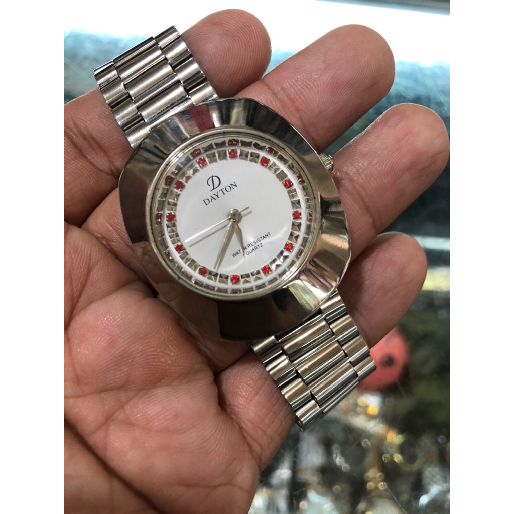 jam tangan pria quartz dayton stenlis steel klasik silver