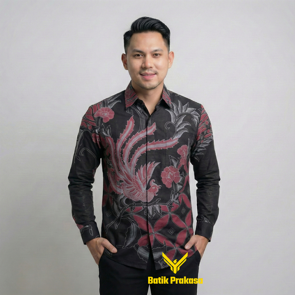 Kemeja Batik Pria 0309 Baju Lengan Panjang Slimfit Lapis Furing Batik Prakasa Motif Maldiva kode 030