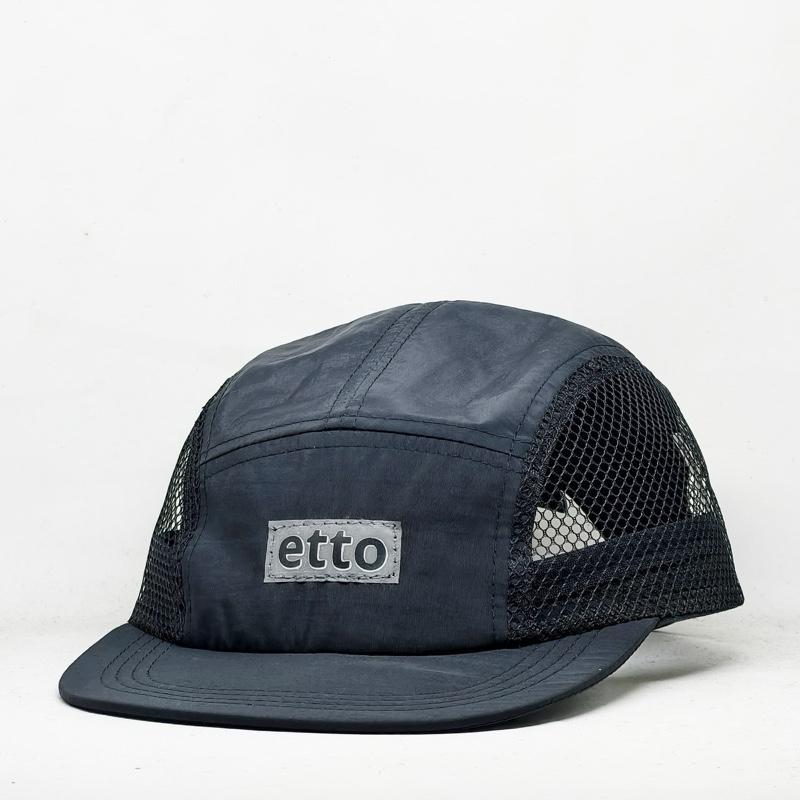 Aremore x Etto | Topi Five Panel Jaring Taslan Black | Etto Reflektif