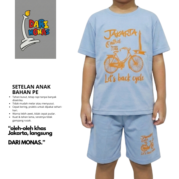 Ondel-Ondel Jakarta T-Shirt Basic Baju Kaos Monas Anak Pria Warna Cerah dan Menarik