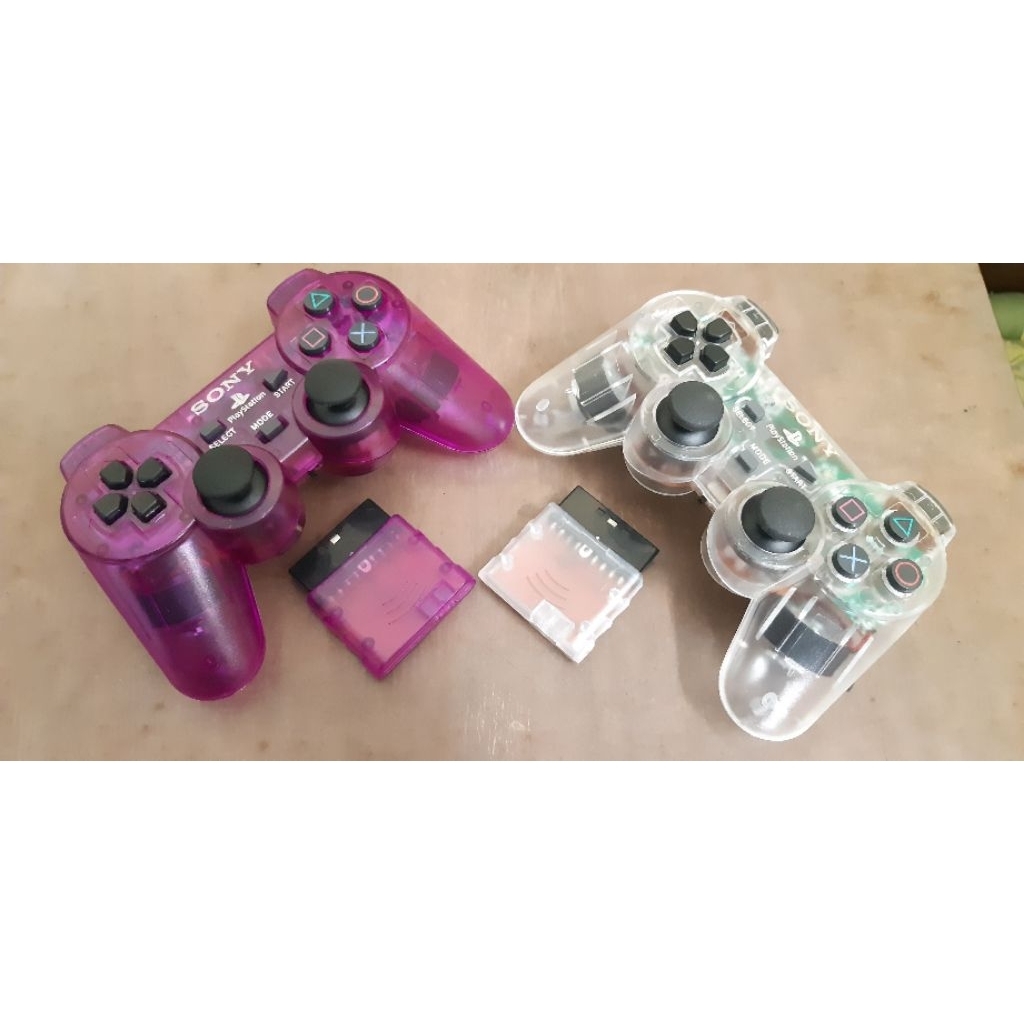 Stik Stick PS2 Playstation Wireless Ori Pabrik Transparan Kondisi Rusak hanya Display