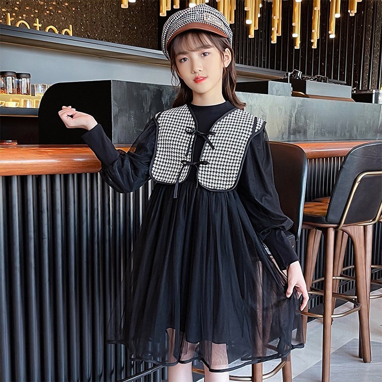 Dress Import Premium 2in1 Anak Perempuan Usia 4-7 Tahun | Baju Lengan Panjang Balon Kombinasi Outer 