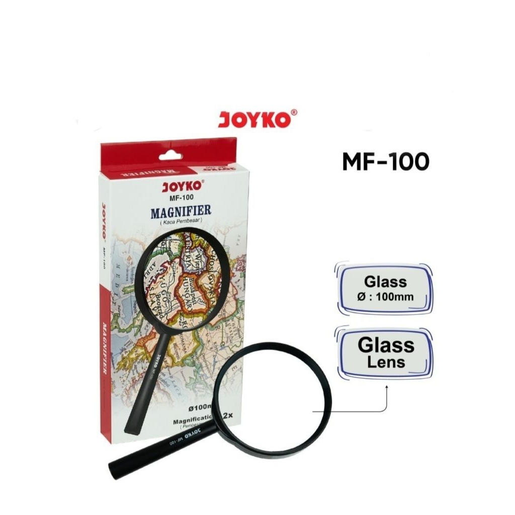 Kaca Pembesar Joyko MF100 ( 100 mm ) 10.5 x 20 cm / Pcs