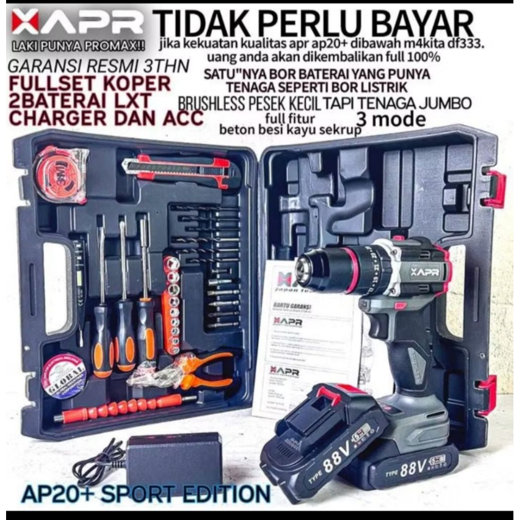 BOR CORDLESS APR JAPAN 42V KEYLESS CHUCK BESI IMPACT DRILL