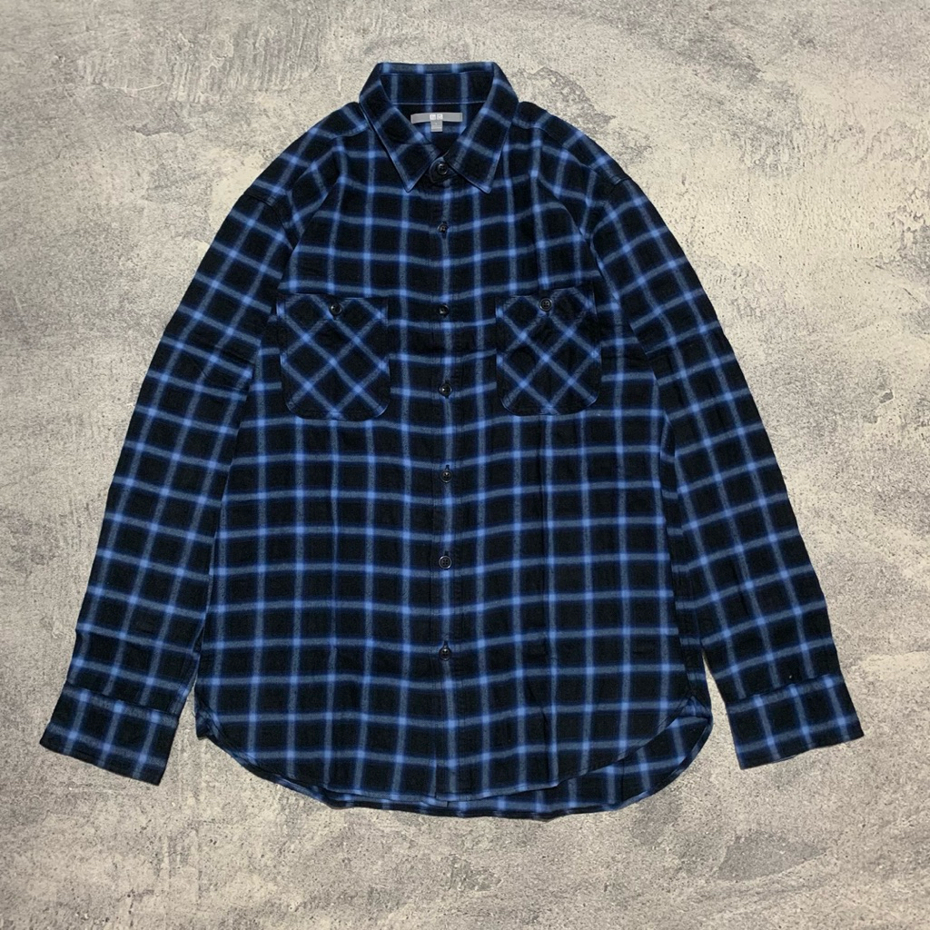 Uniqlo Flannel Shirt black blue colour