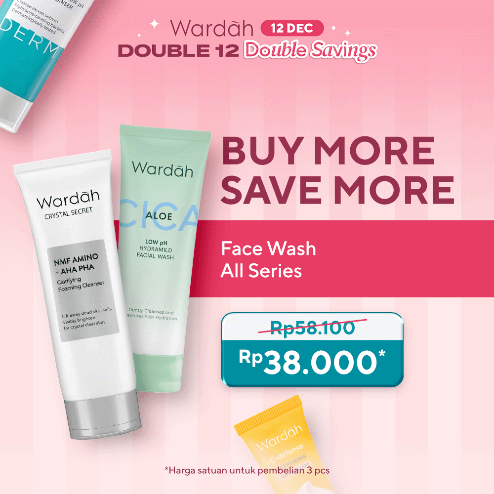 WARDAH Facial Wash All Series - Acnederm, C-Defense, Lightening, Perfect Bright, Nature Daily, Cryst