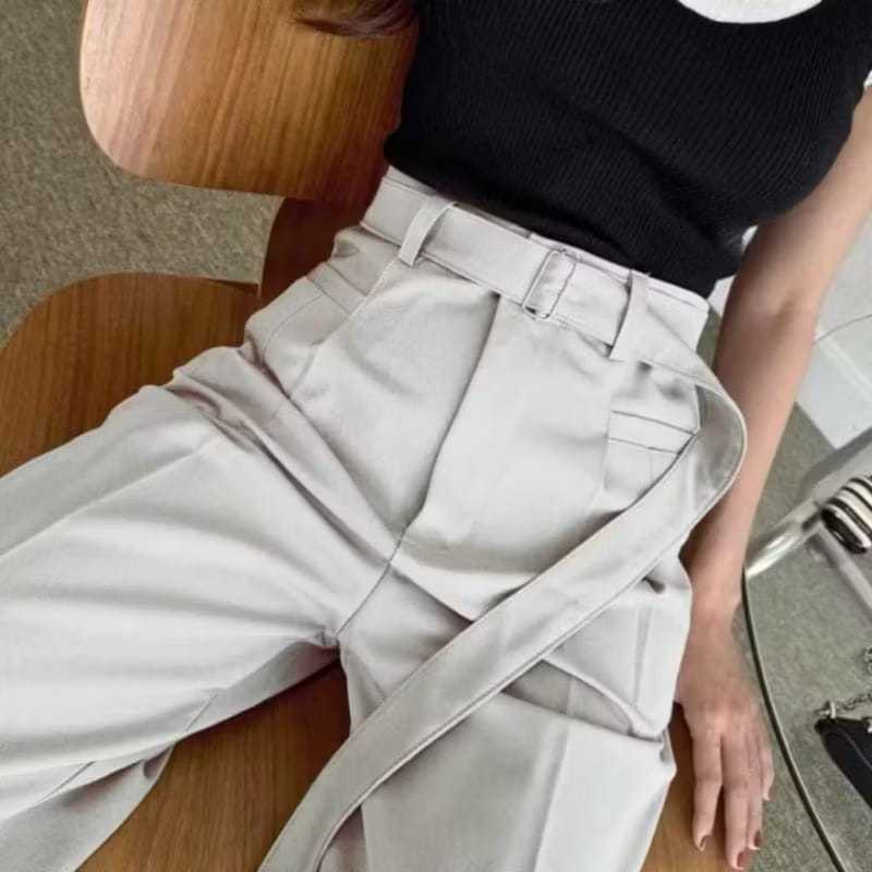 OBI PANTS - Celana Highwaist Trousers Loose Pants - Celana Kulot Wanita Kantor Formal Anti Kusut
