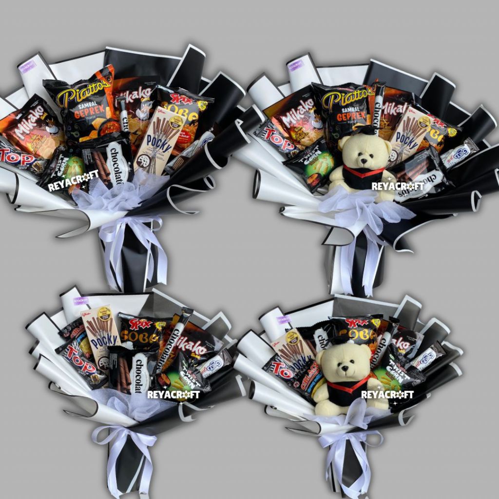 REYACRAFT Buket Snack Monochrome | Buket Makanan | Buket Snack Bandung | Buket Cowok | Buket Snack H