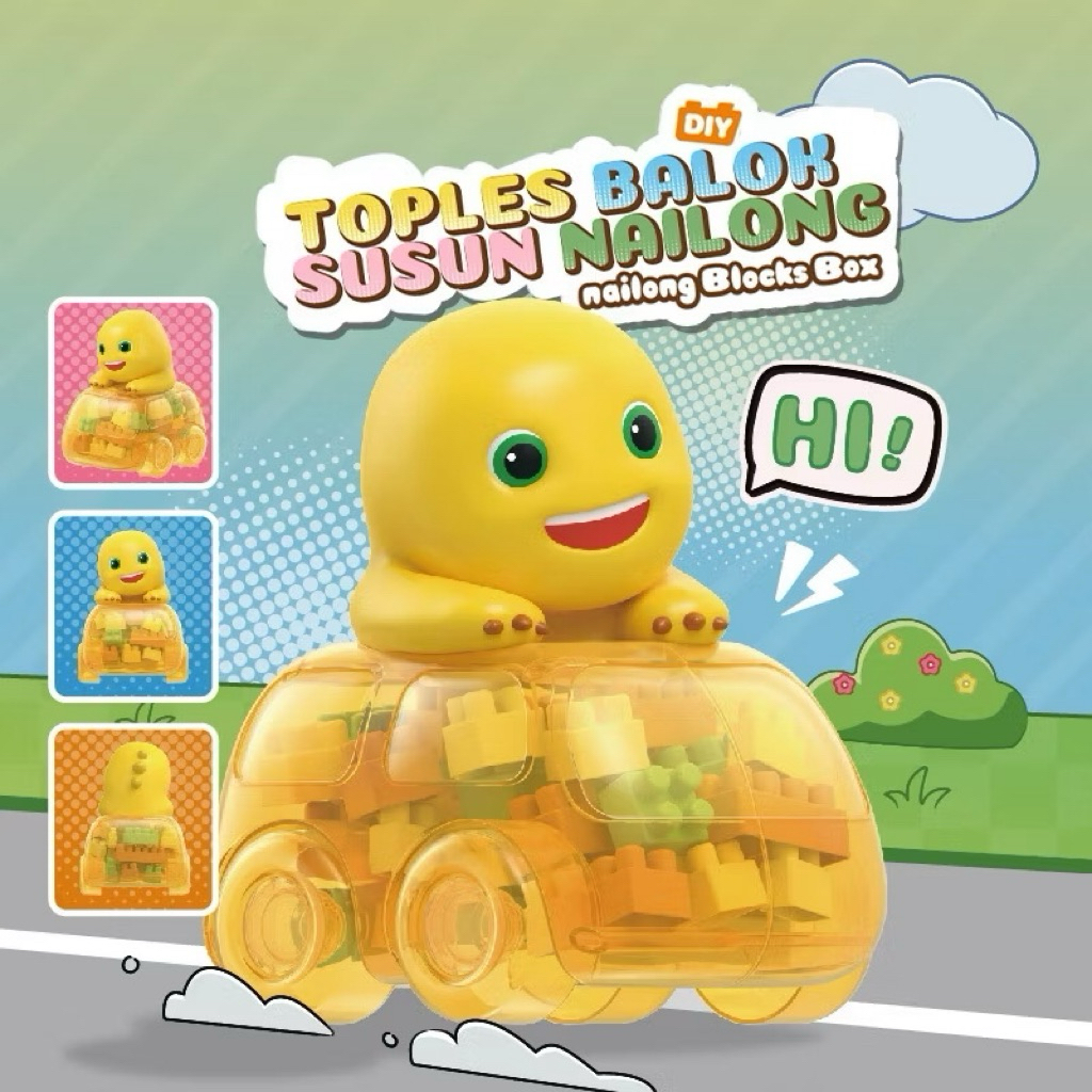 Mr. Man Nailong Building Blocks Car 50pcs / Block Mainan Balok Susun DIY Nailong Mobil 50 pcs / Blok