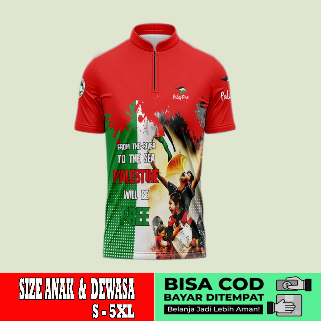 Baju Koko Pria Spesial Ramadhan Lengan Pendek Full Printing koko pendek fullprint motif palestina ar