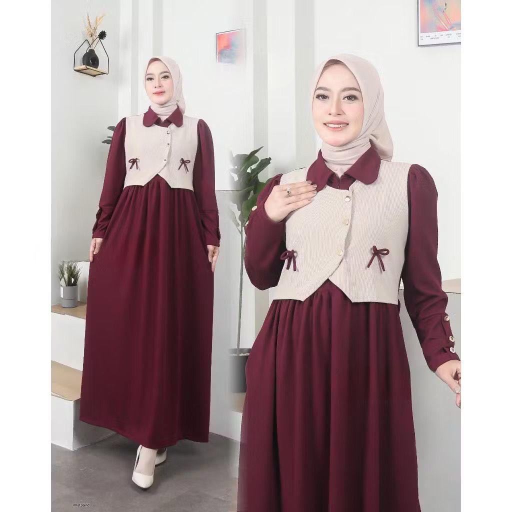 Gamis Danira Rompi Knit Bahan knit Ld 110cm