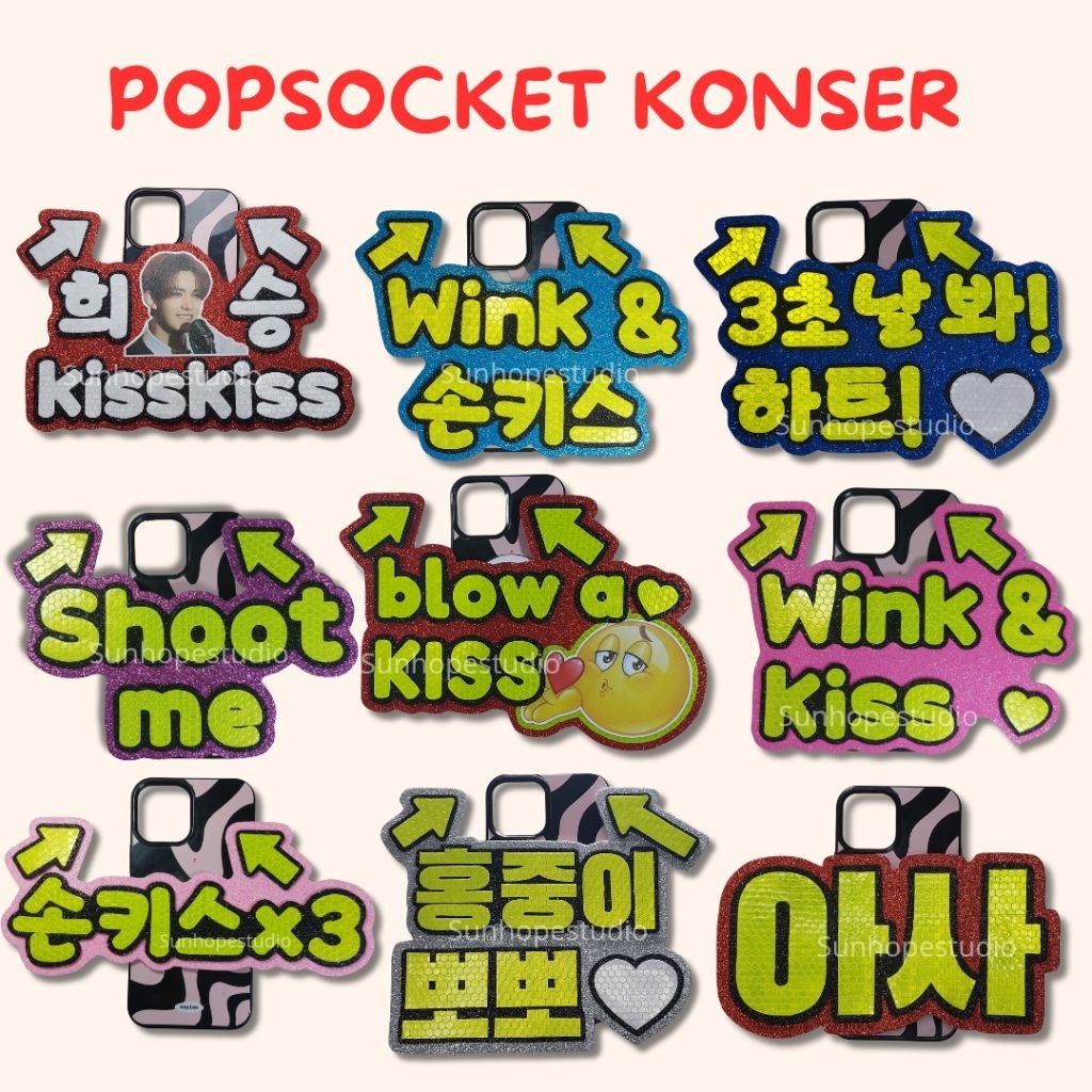Popsocket Konser Griptok Fanboard Nameboard Kpop NCT Dream 127 Wish BTS Enhypen ILLIT ALD1 ZB1hearts