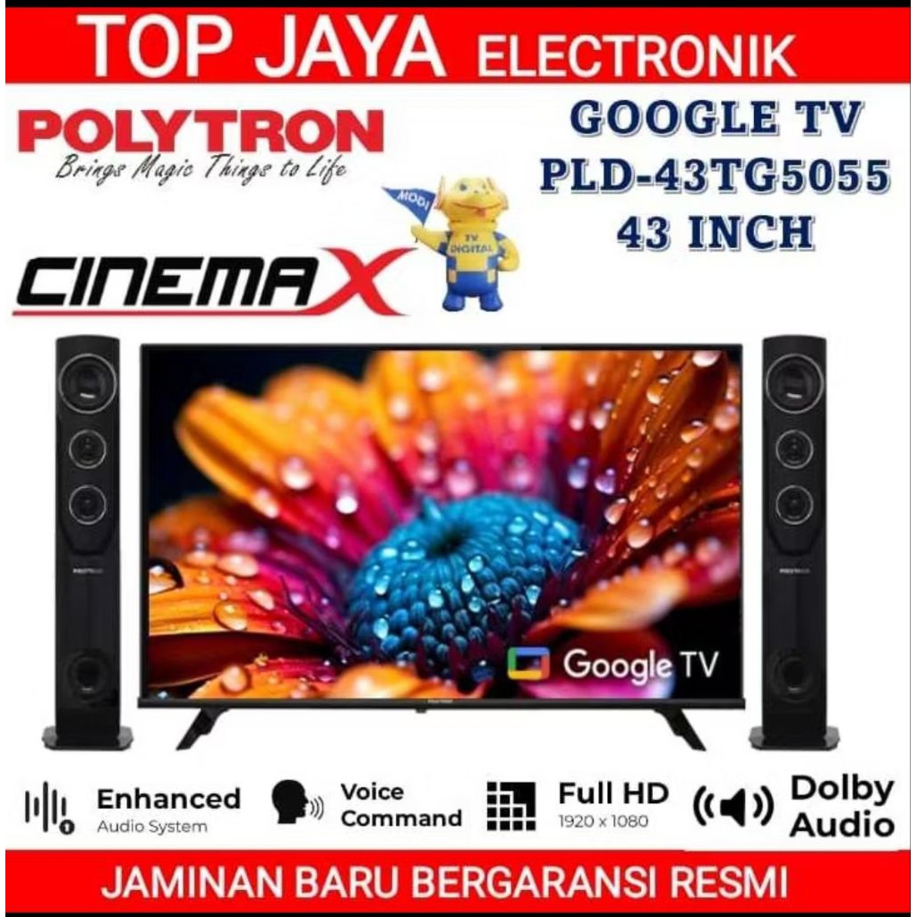 GOOGLE TV POLYTRON 43 INCH CINEMAX/SMART TV ANDROID POLYTRON 43 INCH CINEMAX