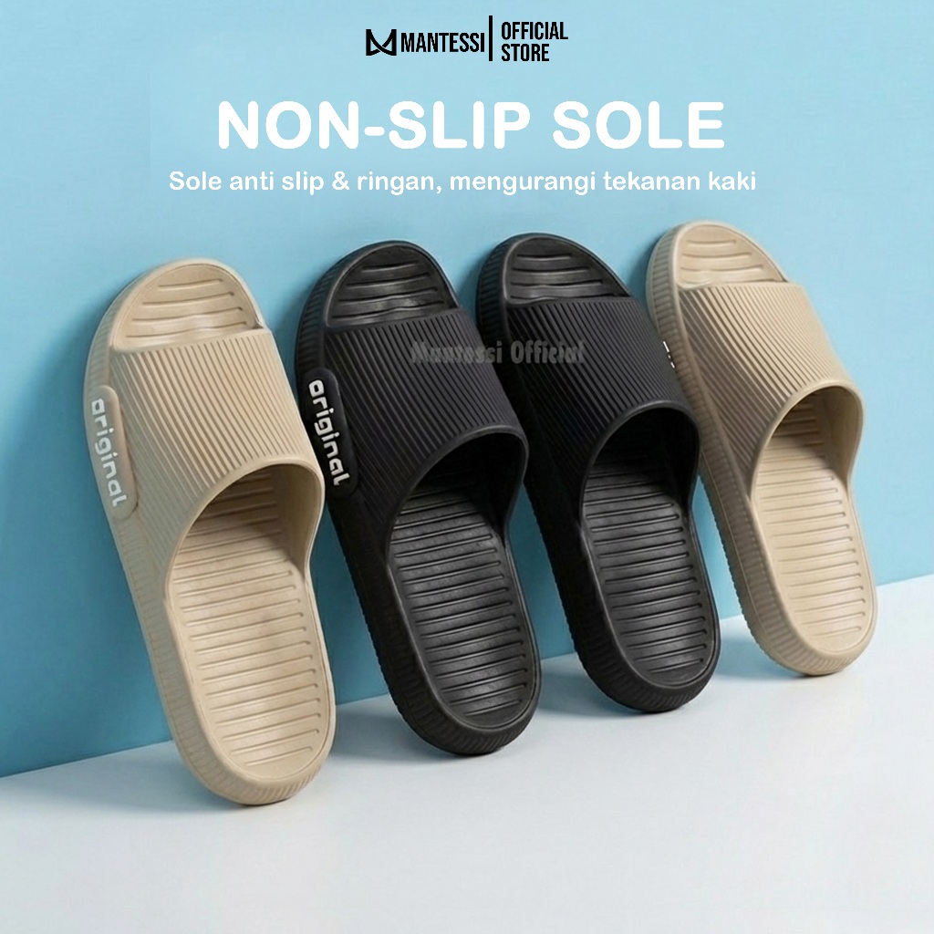 MANTESSI Sandal Wanita Sandal Selop Simpel Teplek Polos Empuk Sandal Flat Karet Kekinian Sandal Jell