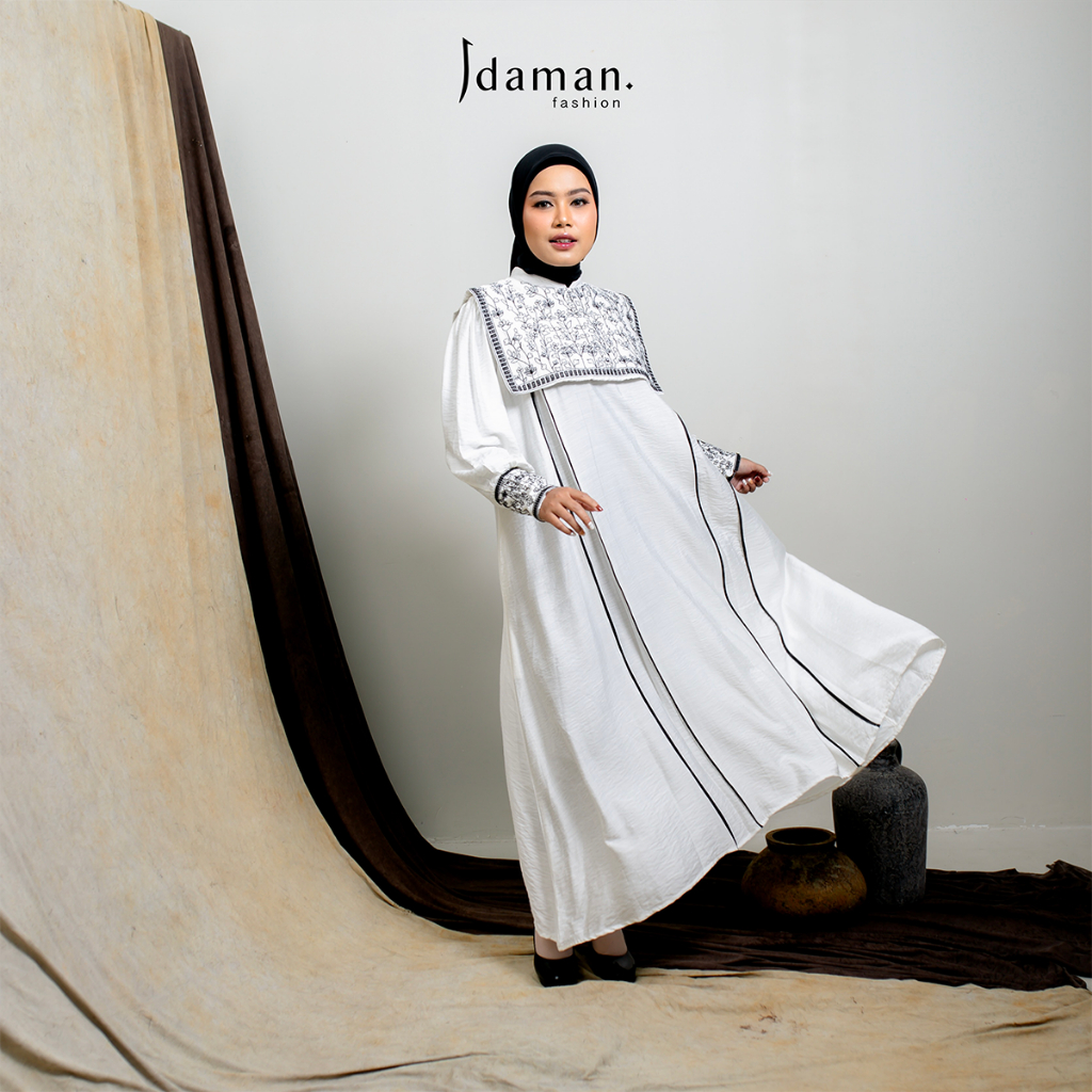 Idaman Fashion - Gamis Sajia - Gamis Dress Wanita Lebaran - Gamis Hitam/ Gamis Putih