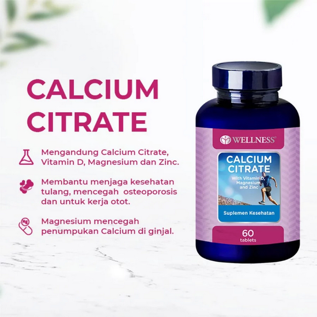 Wellnes Calcium Citrate 60 Tablet - Wellness Calcium Citrate 60