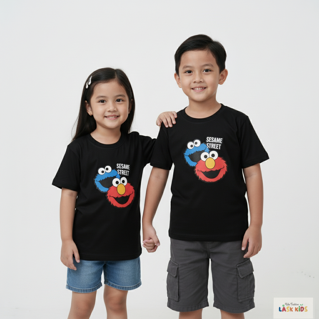Lask Kids Baju Kaos Anak ELMO SAMASE STREET HITAM